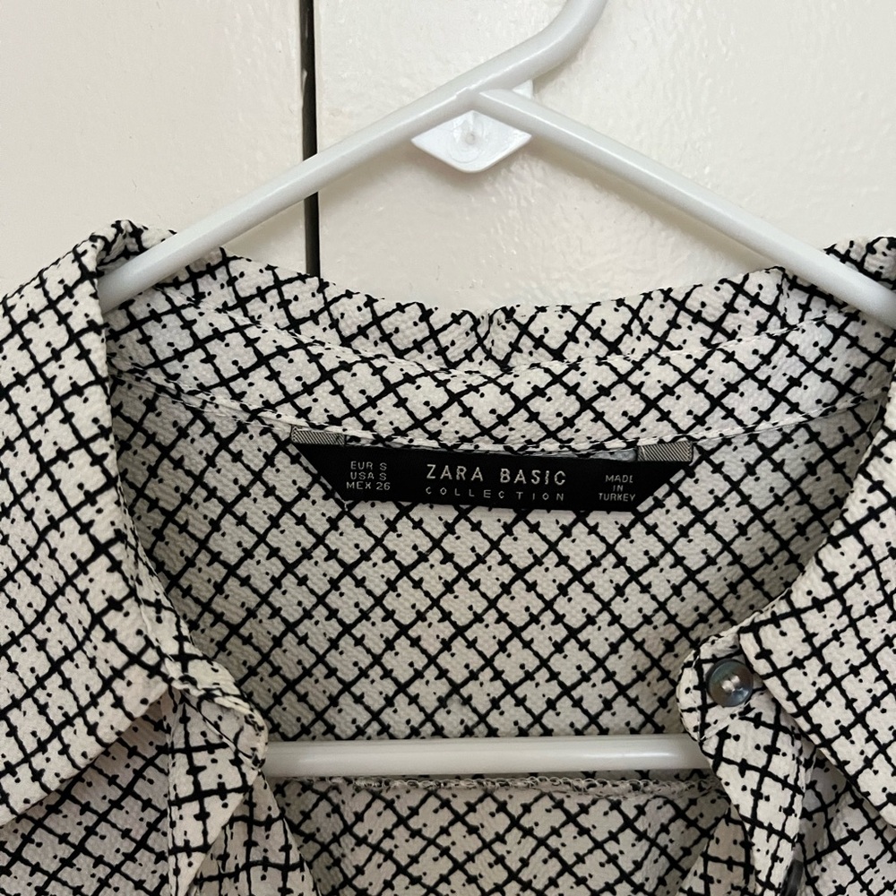 NWOT! Zara Monochrome Grid Pattern Shirt - Picture 2 of 3